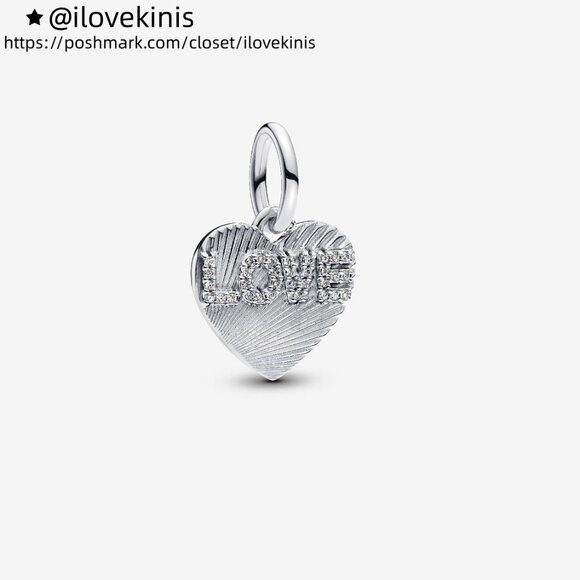 Pandora Engravable Love Heart Dangle Charm - Picture 1 of 8